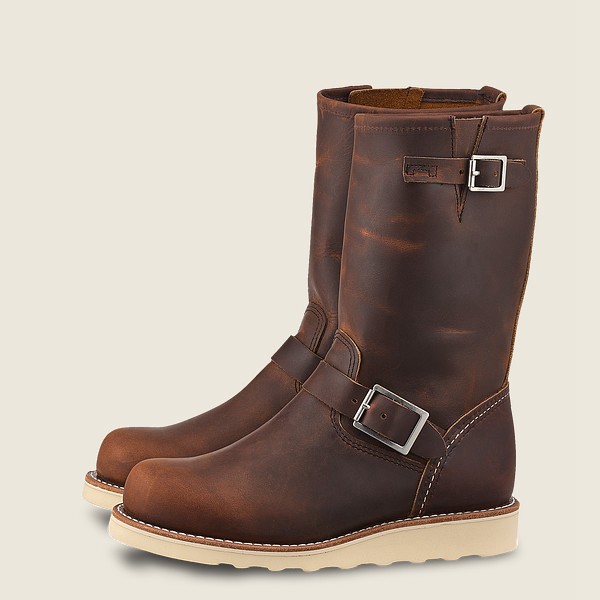 Red Wing Heritage Boots Classic Engineer - Tall Rough & Tough Leather - Dark Brown - Womens ODQ06594